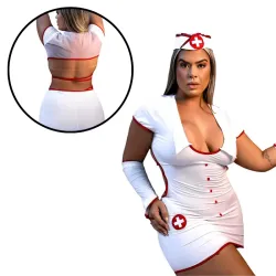 Fantasia Sensual Plus Size Enfermeira Persefone com Detalhes nas Costas