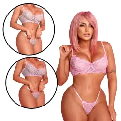 Conjunto Sensual sem Bojo Glow com Regulagem e Pingente