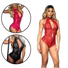 Body Sensual Rendado com Detalhes Trançados Doce Locura