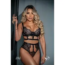 Conjunto Sexy sem Bojo com Regulagem em Renda Chantilly Atrevida Conjunto Sexy sem Bojo com Regulagem em Renda Chantilly Atrevida