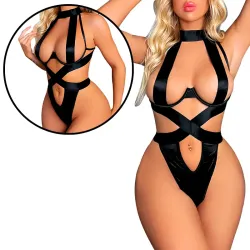 Body Sexy em Vinil e Elástico Largo Afrodite