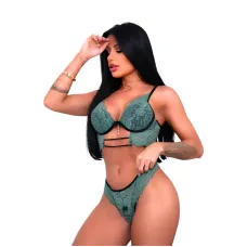 Conjunto Estilo Cropped com Bojo e Calcinha de Renda Isabela