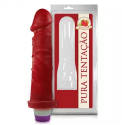 Pênis Realístico Aromático de Morango com Vibro - 17,5x4,1cm Pênis Realístico Aromático de Morango com Vibro - 17,5x4,1cm