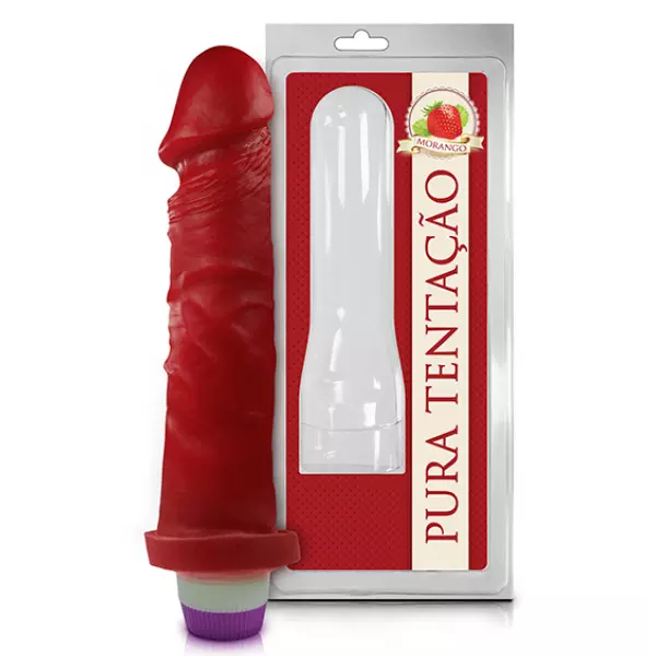 Pênis Realístico Aromático de Morango com Vibro - 17,5x4,1cm Pênis Realístico Aromático de Morango com Vibro - 17,5x4,1cm