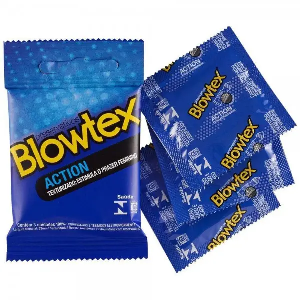Preservativo Blowtex Action com 3 Unidades Preservativo Blowtex Action com 3 Unidades