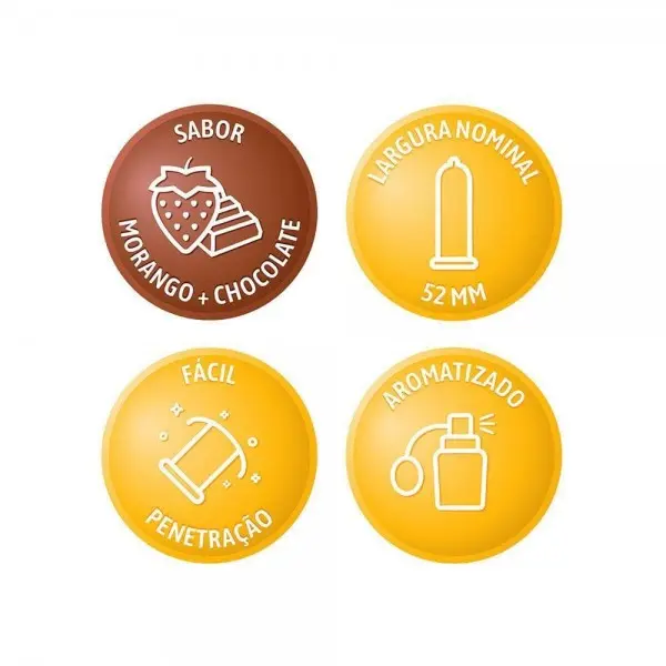Preservativo Blowtex Morango com Chocolate com 3 Unidades Preservativo Blowtex Morango com Chocolate com 3 Unidades