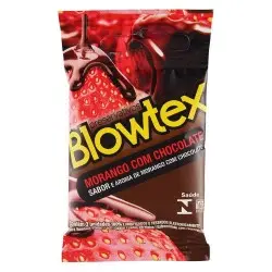 Preservativo Blowtex Morango com Chocolate com 3 Unidades Preservativo Blowtex Morango com Chocolate com 3 Unidades