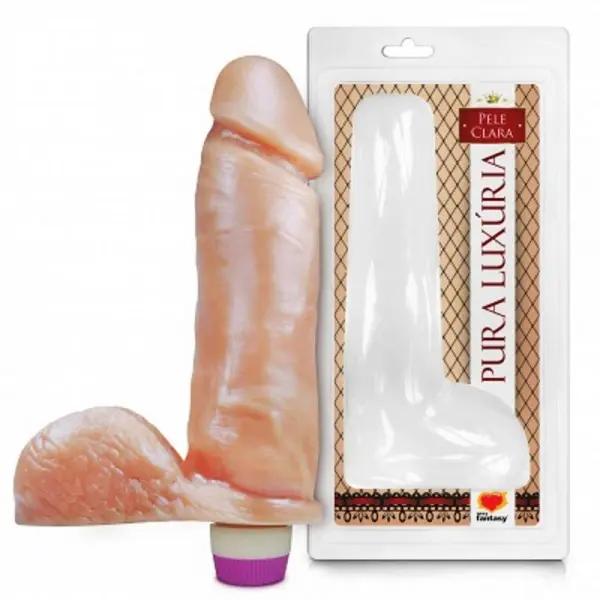 Pênis de Borracha Realístico com Vibrador e Escroto 20,5x4,7 cm