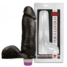 Pênis de Borracha Realístico com Vibrador e Escroto 20,5x4,7 cm Pênis de Borracha Realístico com Vibrador e Escroto 20,5x4,7 cm