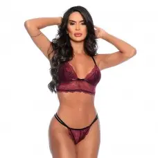 Conjunto Lingerie Sara em Renda e Lacinho sem Bojo