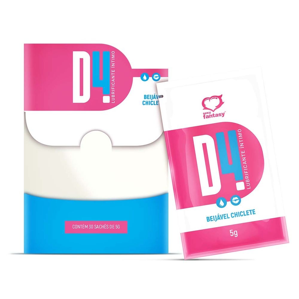 Lubrificante Íntimo Beijável Chiclete D4 Sexy Fantasy Sachê 5g Lubrificante Íntimo Beijável Chiclete D4 Sexy Fantasy Sachê 5g