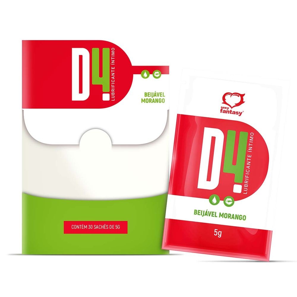Lubrificante Íntimo Beijável Morango D4 Sexy Fantasy Sachê 5g Lubrificante Íntimo Beijável Morango D4 Sexy Fantasy Sachê 5g