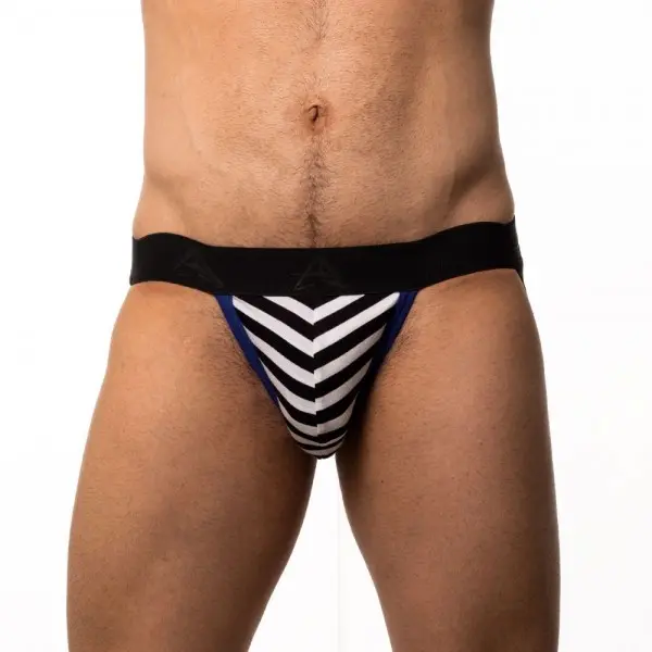 Cueca Jockstrap Com Listras Preto E Branco
