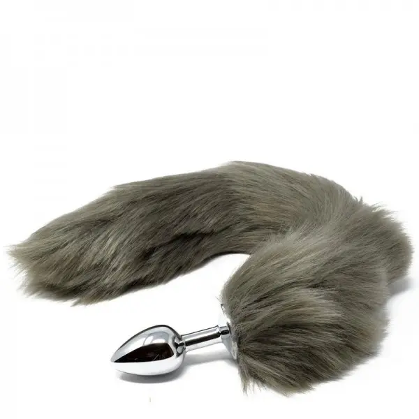 Plug Anal P com Rabo de Raposa Cinza