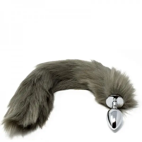 Plug Anal P com Rabo de Raposa Cinza