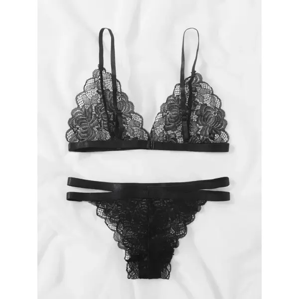 Conjunto Lingerie Sexy em Renda com Calcinha Duas Tiras