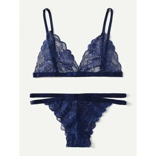 Conjunto Lingerie Sexy em Renda com Calcinha Duas Tiras