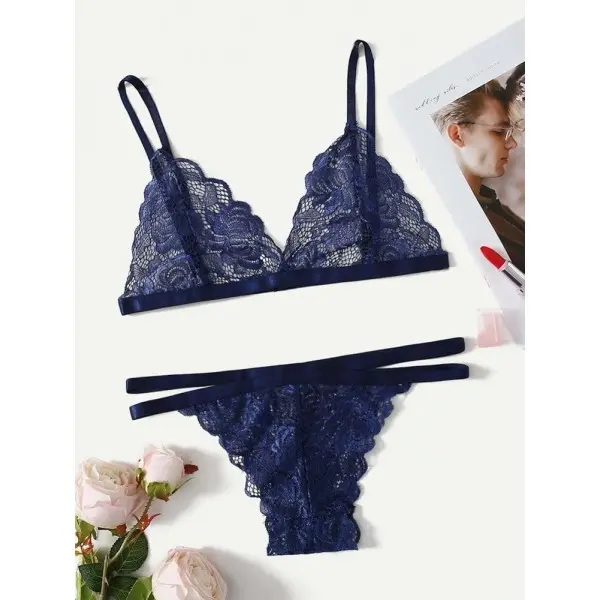 Conjunto Lingerie Sexy em Renda com Calcinha Duas Tiras