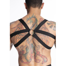 Harness Elástico Preto com Ilhós e Argola em Metal