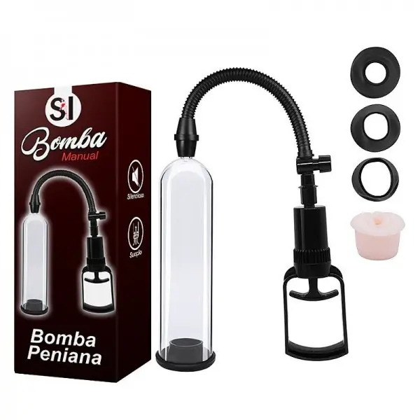 Bomba Peniana Manual 3 Anéis em Silicone e 1 Forma de Vagina Bomba Peniana Manual 3 Anéis em Silicone e 1 Forma de Vagina