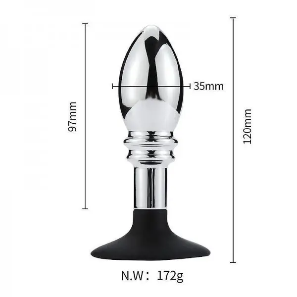Plug Anal em Metal de Alta Qualidade com Ventosa 12cm x 3,5cm