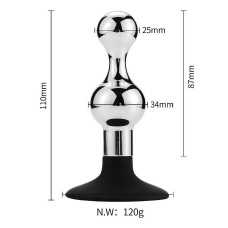 Plug Anal em Metal de Alta Qualidade Escalonado com Ventosa 11cm x 3,4cm