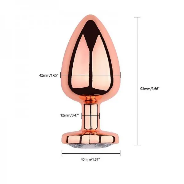 Plug Anal em Metal Rose Formato de Coração Tamanho G