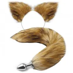 Kit Fetiche Plug Anal M Rabo de Raposa com Tiara de Orelhas Kit Fetiche Plug Anal M Rabo de Raposa com Tiara de Orelhas