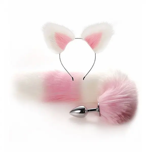 Kit Fetiche Rabo de Raposa com Tiara de Orelhas e Plug Anal P Kit Fetiche Rabo de Raposa com Tiara de Orelhas e Plug Anal P