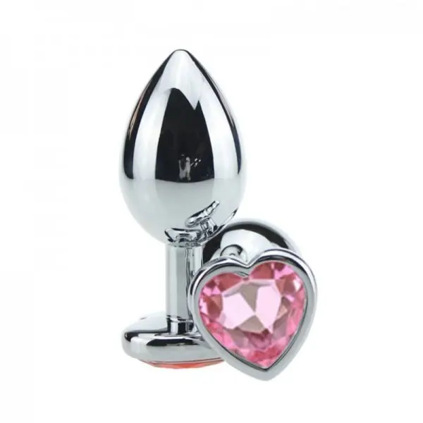 Plug Anal Jóia em Aço M Base Coração e Cristal Colorido Plug Anal Jóia em Aço M Base Coração e Cristal Colorido