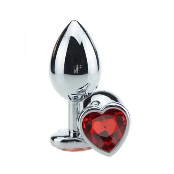 Plug Anal Jóia em Aço M Base Coração e Cristal Colorido Plug Anal Jóia em Aço M Base Coração e Cristal Colorido