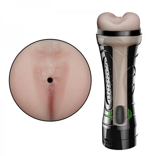 Masturbador Masculino Ânus em Cyberskin com Vibrador em Formato de Lanterna Masturbador Masculino Ânus em Cyberskin com Vibrador em Formato de Lanterna