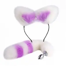 Kit Rabo de Raposa com Tiara de Orelhas e Plug Anal P