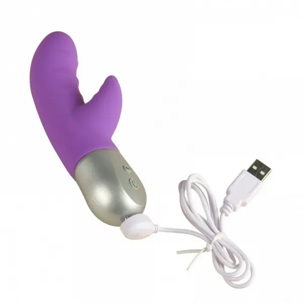 Vibrador Duplo para Ponto G e Clitóris com Saliências Recarregável e 10 Vibrações