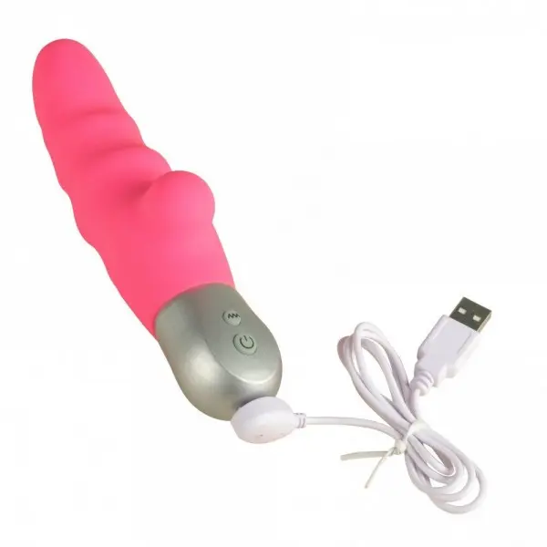 Vibrador Duplo para Ponto G e Clitóris Ondulado Recarregável e 10 Vibrações
