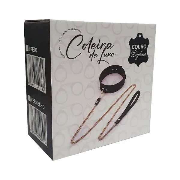 Coleira Luxo com Guia e Corrente