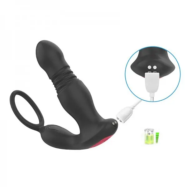 Estimulador de Próstata com Anel Peniano e Movimento de Vai e vem Rocky RCT Estimulador de Próstata com Anel Peniano e Movimento de Vai e vem Rocky RCT