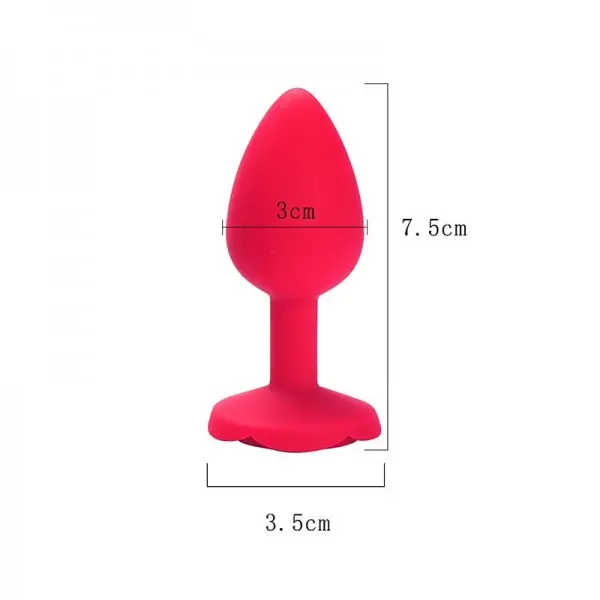 Plug Anal em Silicone Vermelho com Formato de Rosa Pequeno