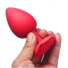 Plug Anal em Silicone Vermelho com Formato de Rosa Médio Plug Anal em Silicone Vermelho com Formato de Rosa Médio
