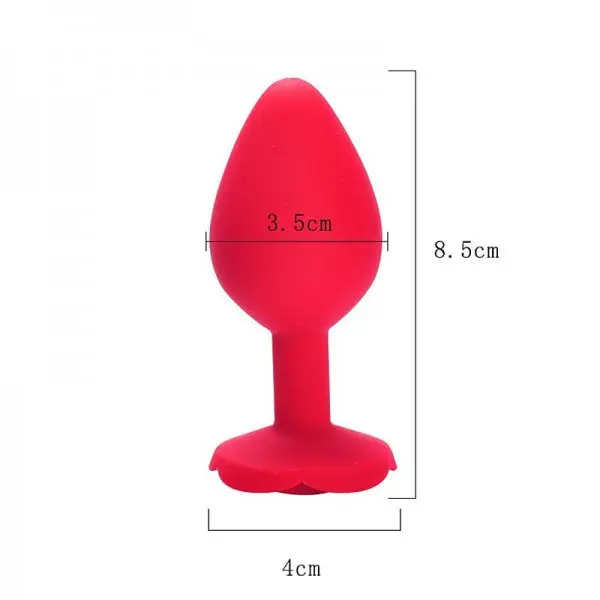 Plug Anal em Silicone Vermelho com Formato de Rosa Médio Plug Anal em Silicone Vermelho com Formato de Rosa Médio