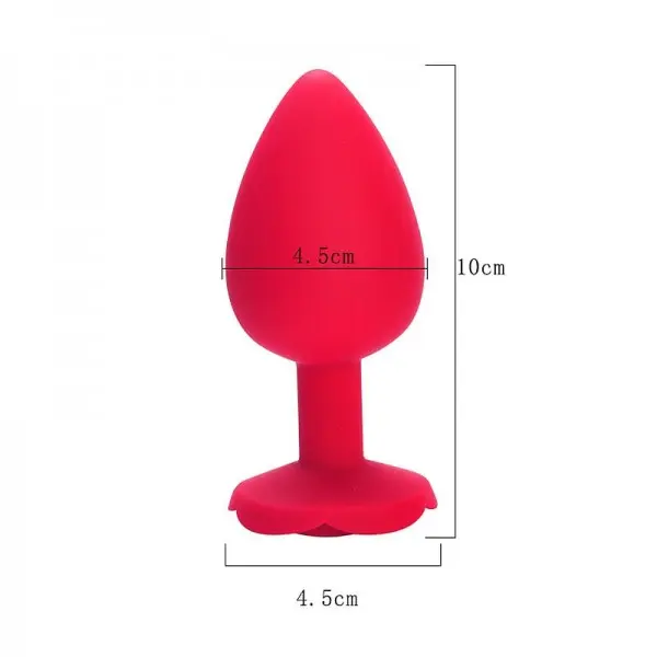 Plug Anal em Silicone Vermelho com Formato de Rosa Grande Plug Anal em Silicone Vermelho com Formato de Rosa Grande