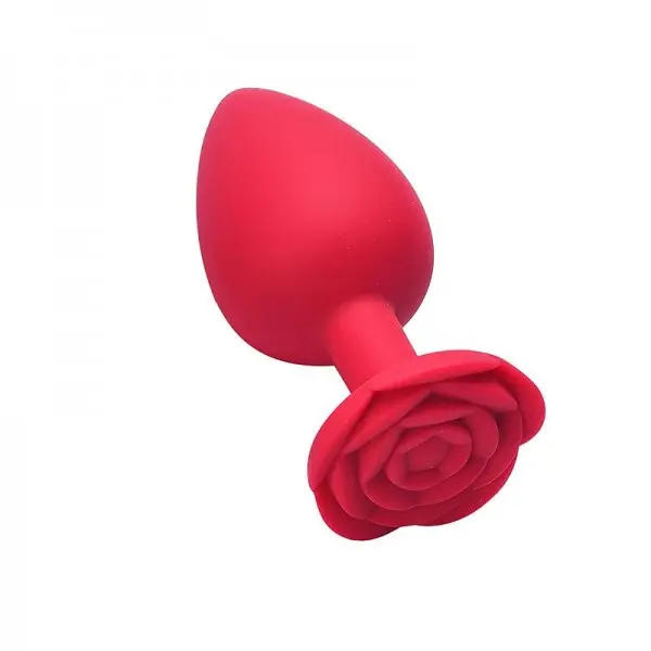 Plug Anal em Silicone Vermelho com Formato de Rosa Grande Plug Anal em Silicone Vermelho com Formato de Rosa Grande