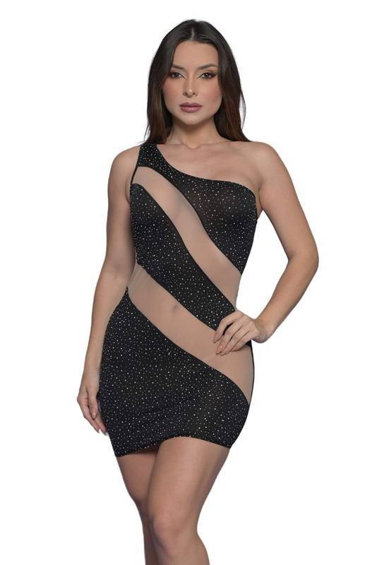 Vestido Sensual com Strass e Detalhes em Trule Yaffa