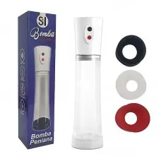 Bomba Peniana Pênis Pump Elétrica e Recarregável com 3 Aneis de Silicone Bomba Peniana Pênis Pump Elétrica e Recarregável com 3 Aneis de Silicone