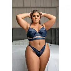 Conjunto Sensual em Cirrê com Detalhes em Tule e Renda Conjunto Sensual em Cirrê com Detalhes em Tule e Renda