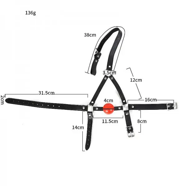 Mordaça Ajustável com Bola em Couro Sintético Mordaça Ajustável com Bola em Couro Sintético