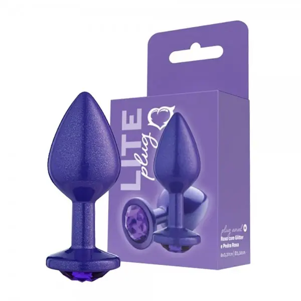Plug Anal com Glitter e Joia Médio Lite Plug Plug Anal com Glitter e Joia Médio Lite Plug
