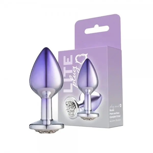 Plug Anal Bicolor com Joia Cravejada Médio Lite Plug