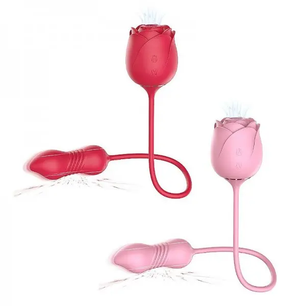 Rosa Sugador de Clitóris com Pulsação e Vai e Vem Immortal Flower Five