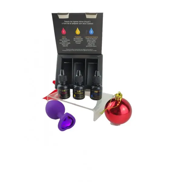 Kit Natal Anal com Plug Coração e Kit de Dessensibilizantes Kit Natal Anal com Plug Coração e Kit de Dessensibilizantes